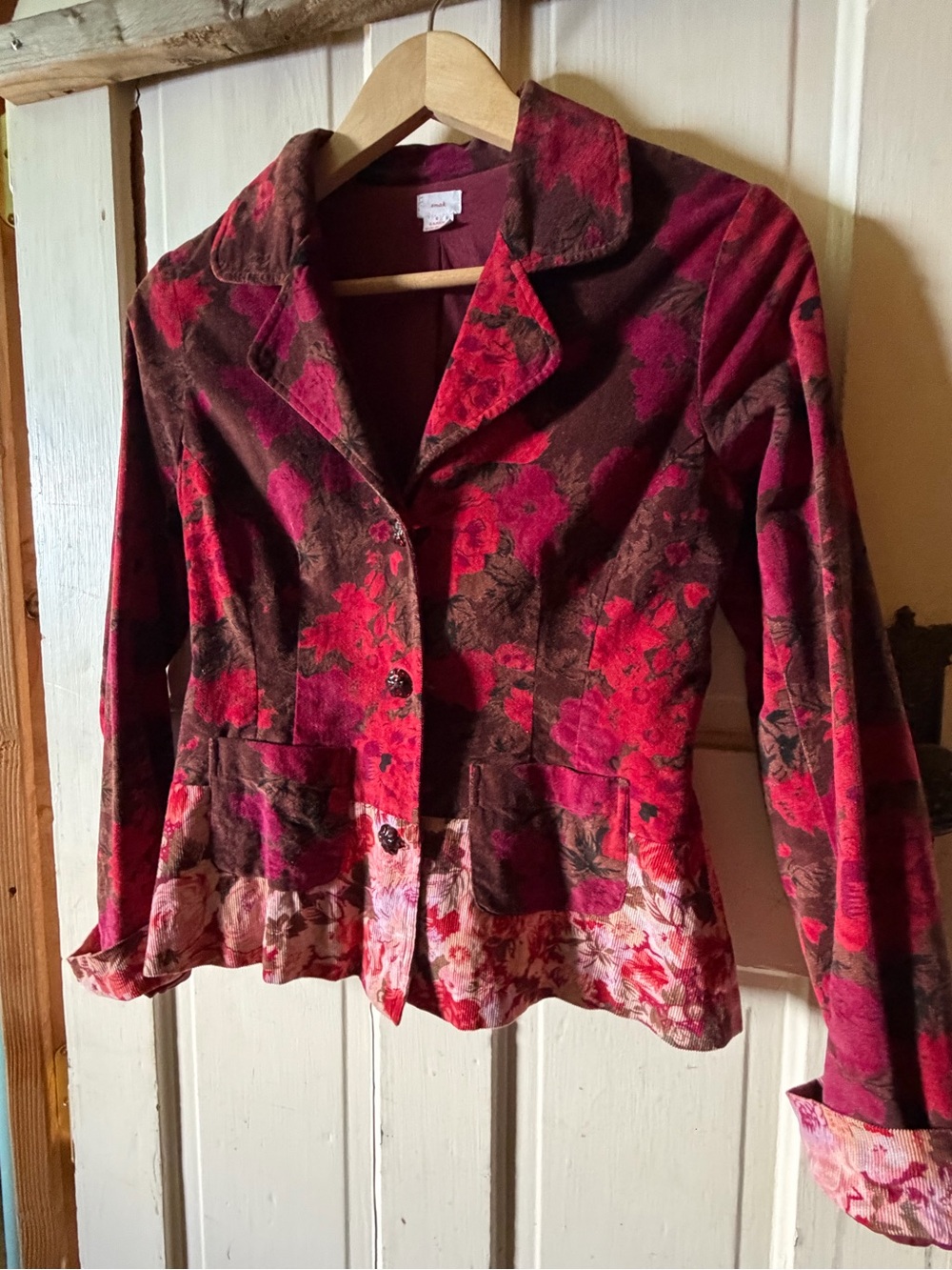 Y2K Patchwork Floral Corduroy Blazer • Boho Cottagecore Jacket • Anthropologie